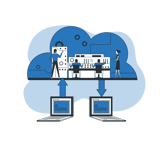 two computers sharing information