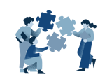 cartoon people putting puzzle pieces together